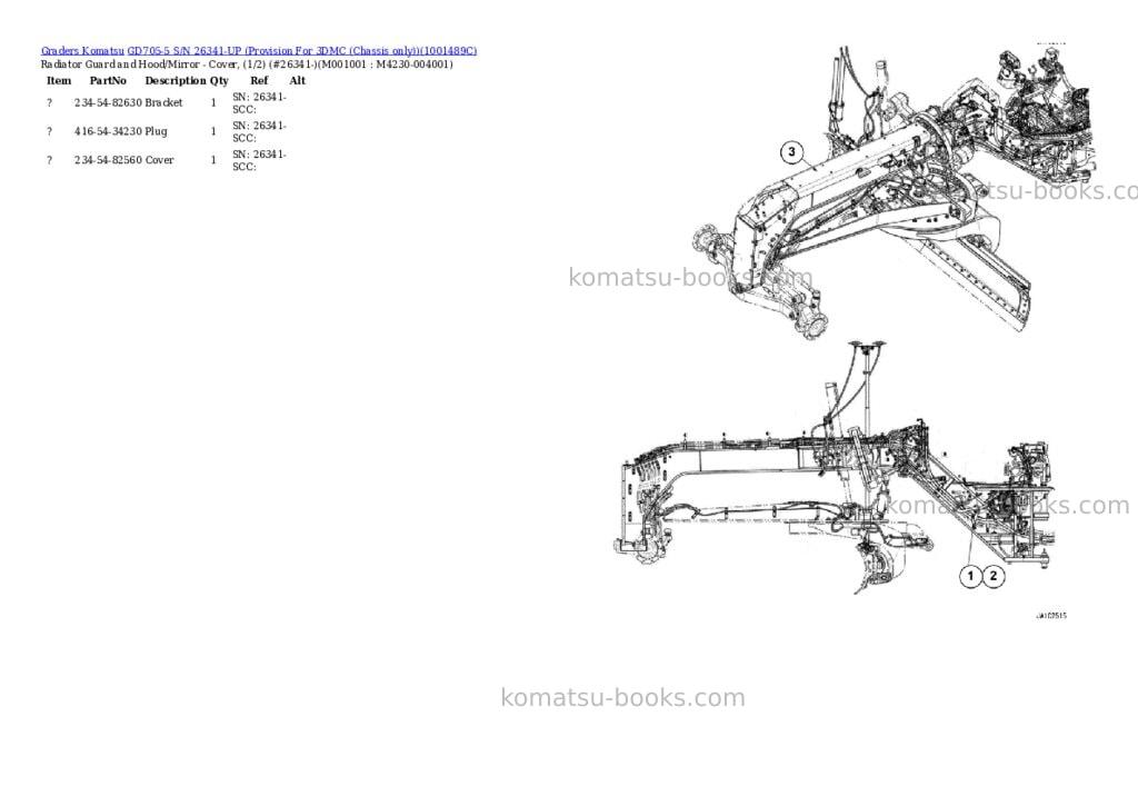 Komatsu gd705-5 s/n 26341-up provision for 3dmc chassis only Parts catalog cover Page 7