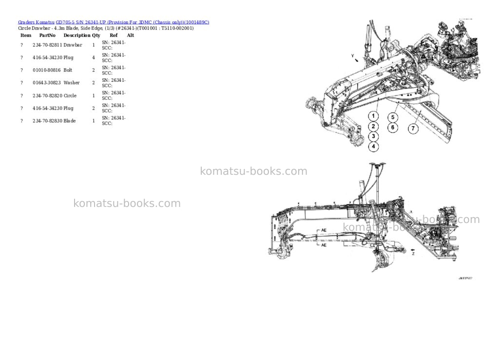 Komatsu gd705-5 s/n 26341-up provision for 3dmc chassis only Parts catalog cover Page 9