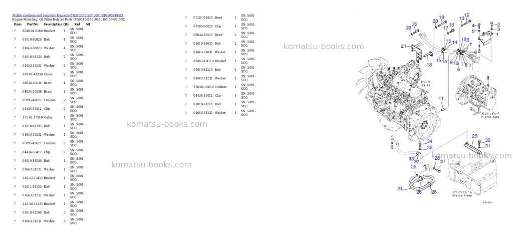Komatsu BR380JG-3 S/N 5001-UP Parts catalog cover Komatsu BR380JG-3 S/N 5001-UP Parts catalog cover
