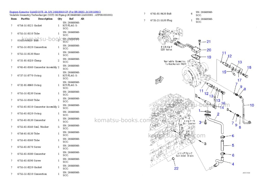 Komatsu SAA6D107E-3A S/N 26648040-UP (For BR380JG-3) Parts catalog cover Page 9