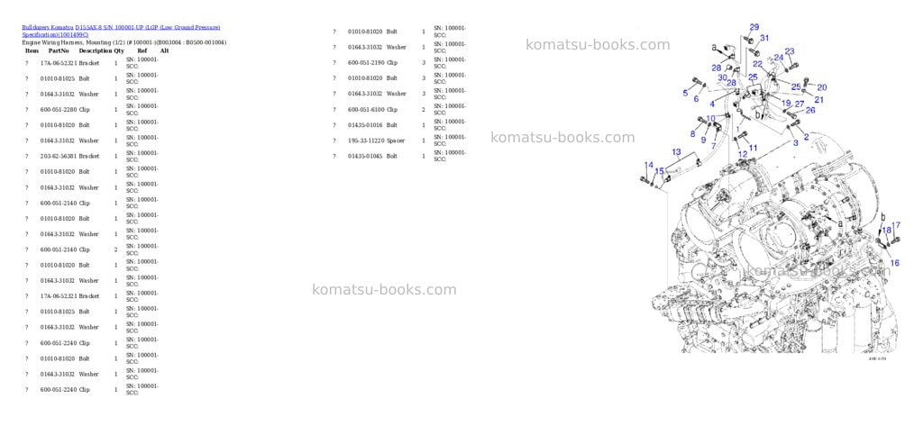 Komatsu D155AX-8 S/N 100001-UP (LGP (Low Ground Pressure) Specification) Parts catalog cover Page 7