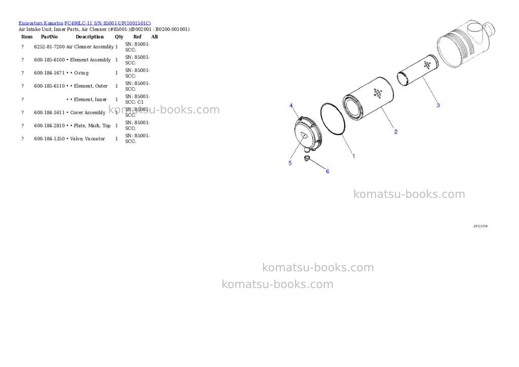 Komatsu pc490lc-11 s/n 85001-up for north america Parts catalog cover Page 2 Komatsu pc490lc-11 s/n 85001-up for north america Parts catalog cover Page 2