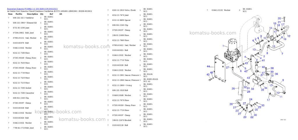 Komatsu pc490lc-11 s/n 85001-up for north america Parts catalog cover Page 4 Komatsu pc490lc-11 s/n 85001-up for north america Parts catalog cover Page 4