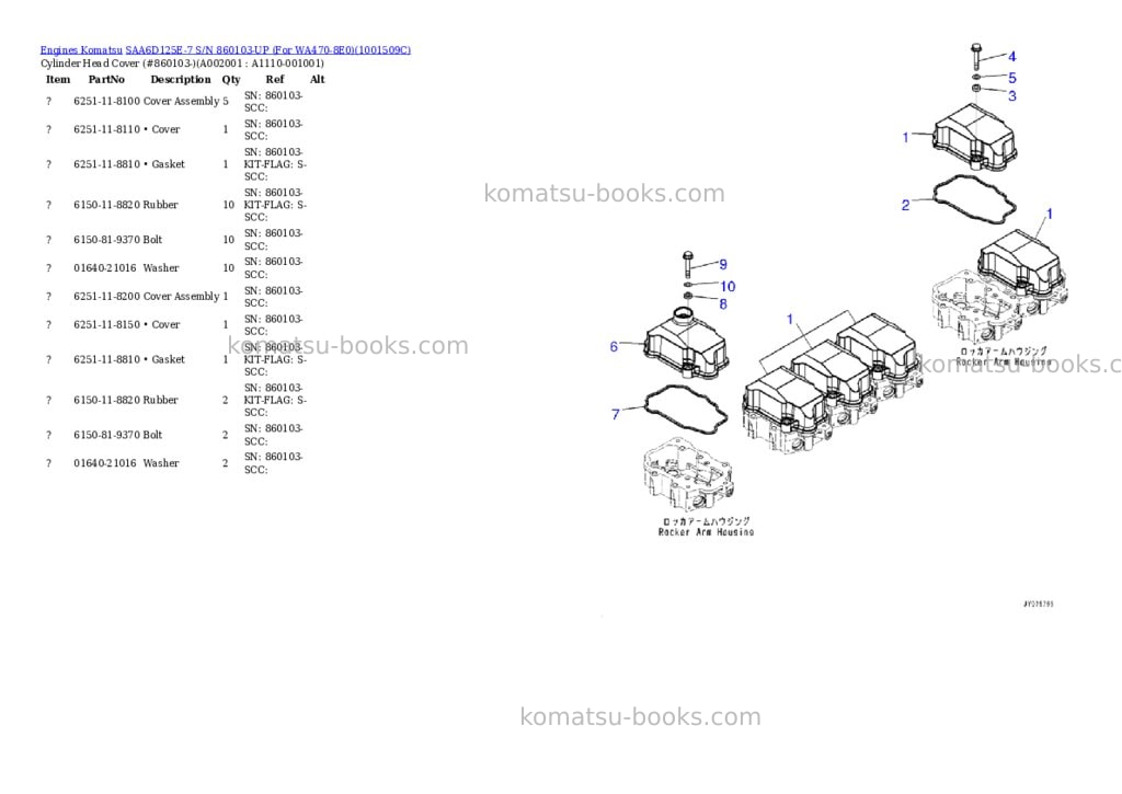 Komatsu saa6d125e-7 s/n 860103-up for wa470-8e0 Parts catalog cover