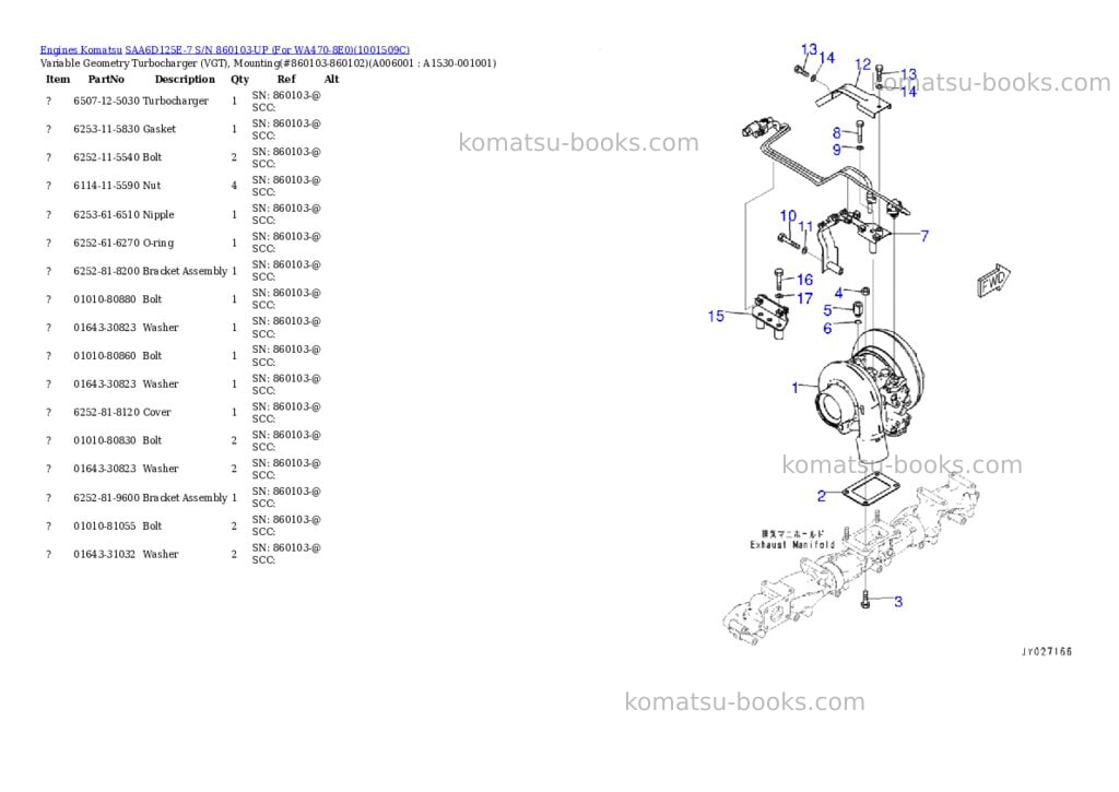 Komatsu saa6d125e-7 s/n 860103-up for wa470-8e0 Parts catalog cover Page 6