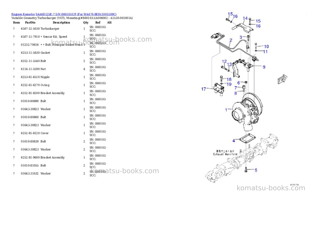 Komatsu saa6d125e-7 s/n 860103-up for wa470-8e0 Parts catalog cover Page 7
