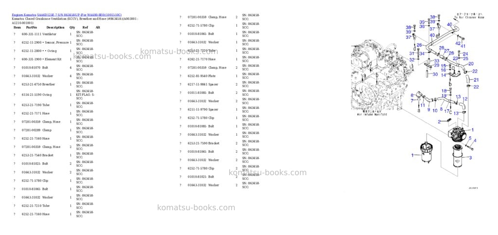 Komatsu saa6d125e-7 s/n 863458-up for wa480-8e0 Parts catalog cover Page 2