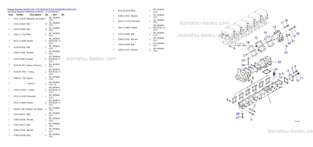 Komatsu saa6d125e-7 s/n 863458-up for wa480-8e0 Parts catalog cover Page 4