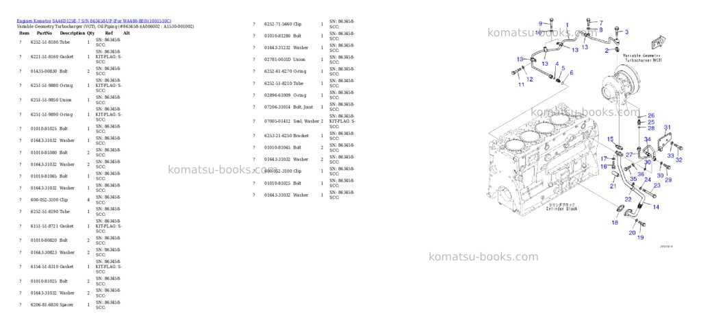 Komatsu saa6d125e-7 s/n 863458-up for wa480-8e0 Parts catalog cover Page 7