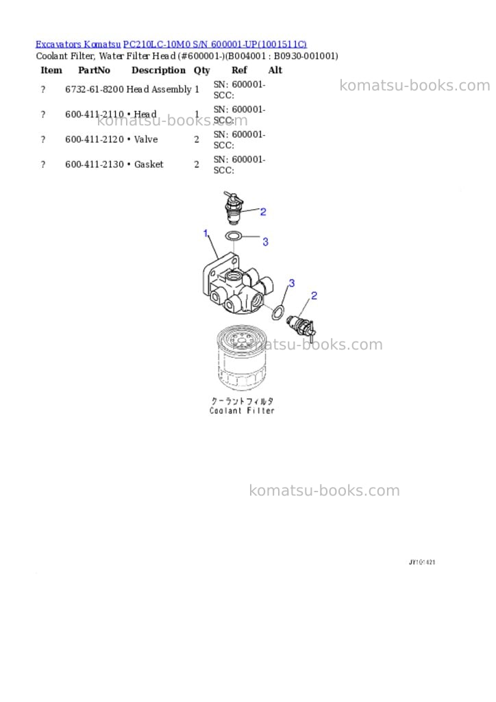 Komatsu pc210lc-10m0 s/n 600001-up Parts catalog cover Page 5 Komatsu pc210lc-10m0 s/n 600001-up Parts catalog cover Page 5