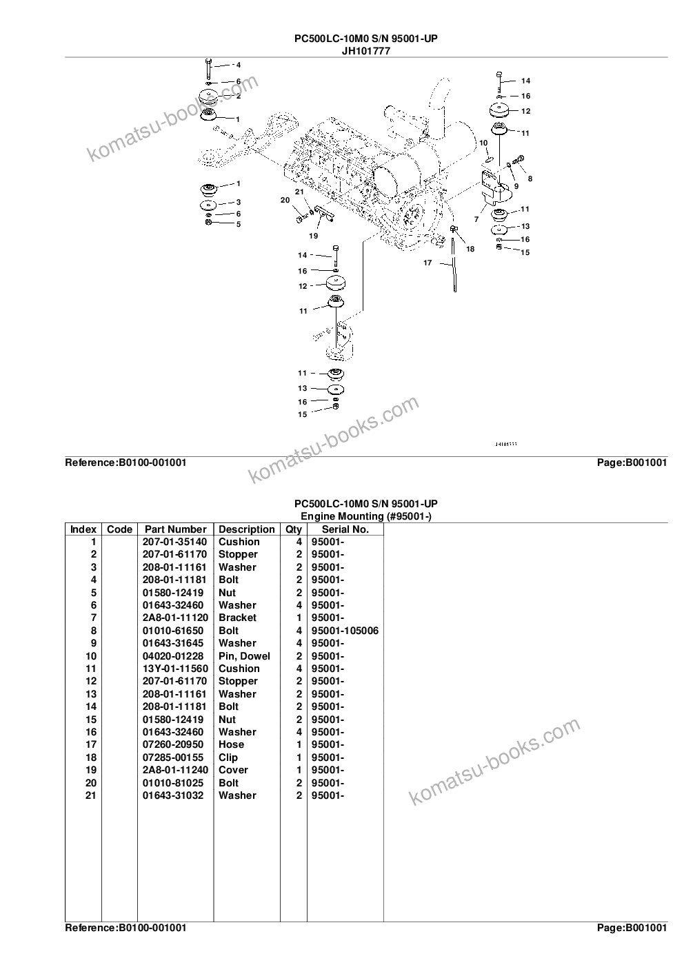 Komatsu pc500lc-10m0 s/n 95001-up Catálogo de peças capa Página 4