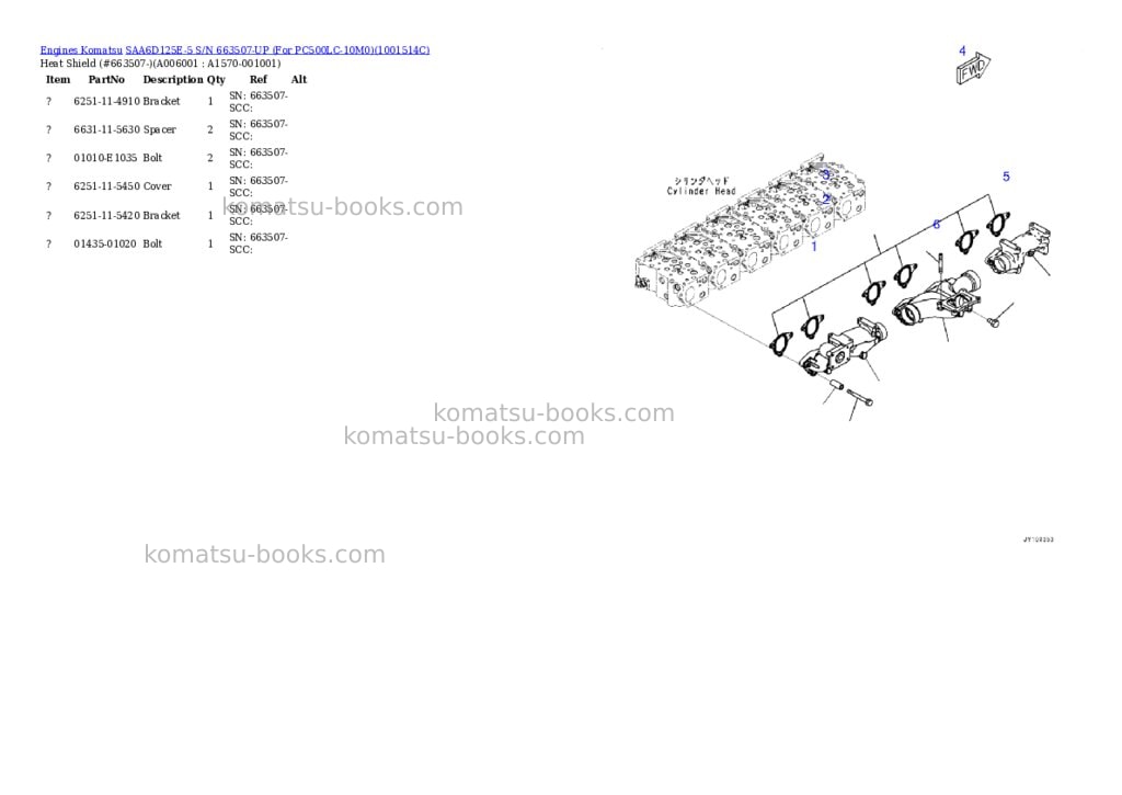 Komatsu saa6d125e-5 s/n 663507-up for pc500lc-10m0 Parts catalog cover Page 6