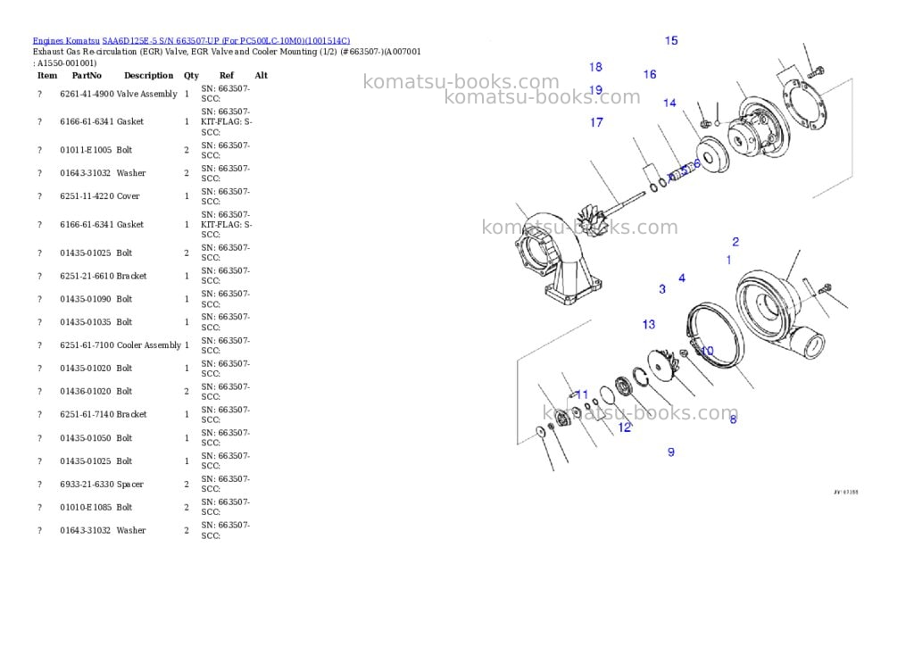 Komatsu saa6d125e-5 s/n 663507-up for pc500lc-10m0 Parts catalog cover Page 7