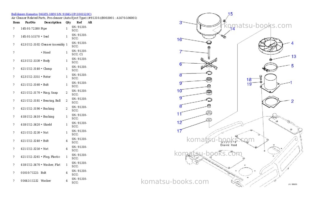 Komatsu d65ex-18e0 s/n 91845-up Parts catalog cover Page 10