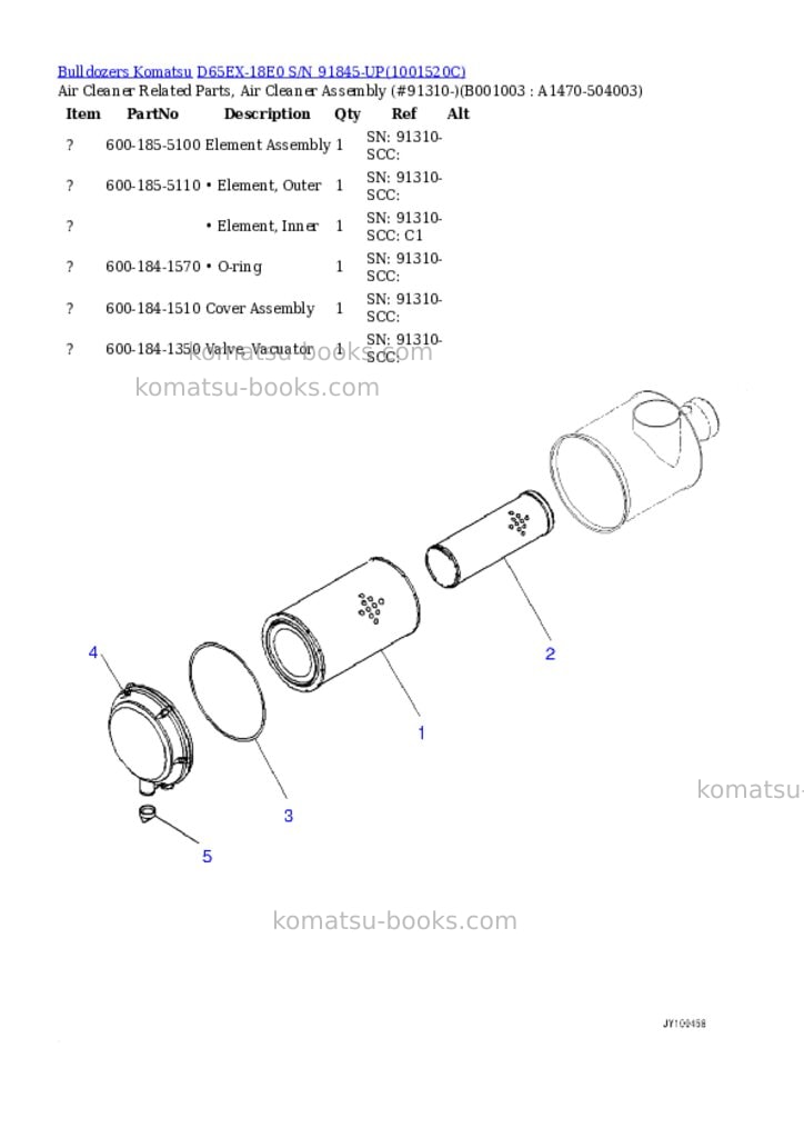 Komatsu d65ex-18e0 s/n 91845-up Parts catalog cover Page 2