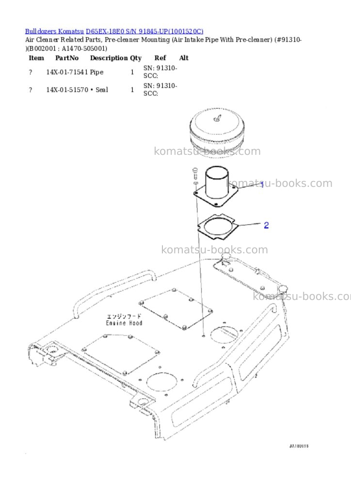 Komatsu d65ex-18e0 s/n 91845-up Parts catalog cover Page 4