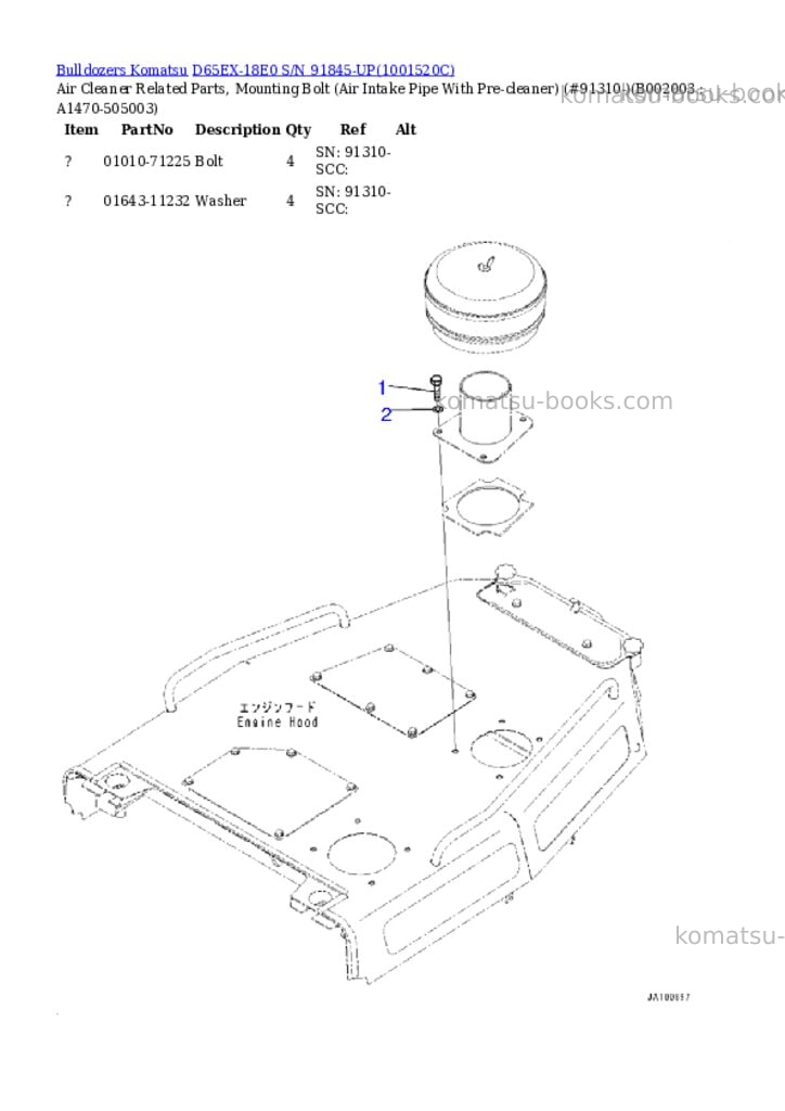 Komatsu d65ex-18e0 s/n 91845-up Parts catalog cover Page 6