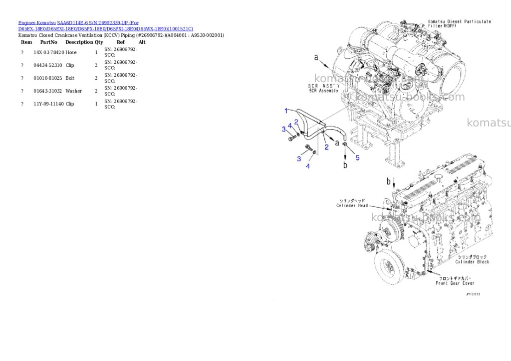 Komatsu saa6d114e-6 s/n 26902339-up for d65ex-18/d65exi-18/d65px-18/d65pxi-18/d65wx-18 Parts catalog cover Page 2 Komatsu saa6d114e-6 s/n 26902339-up for d65ex-18/d65exi-18/d65px-18/d65pxi-18/d65wx-18 Parts catalog cover Page 2