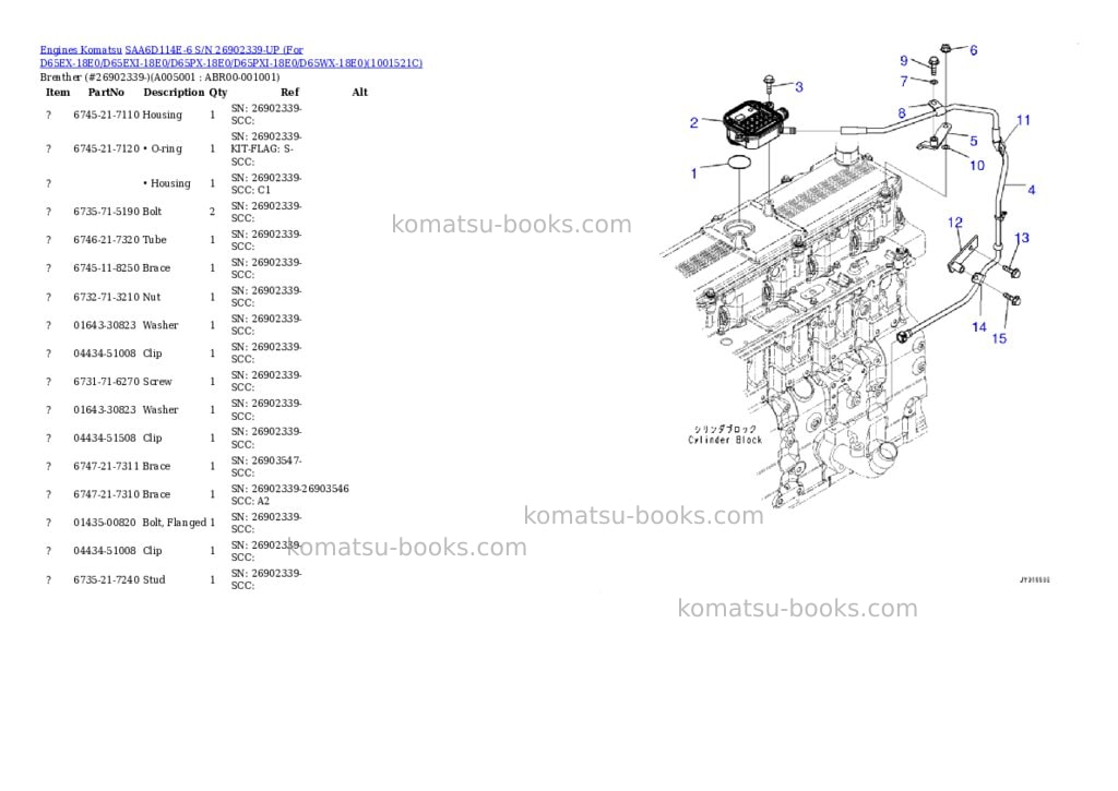 Komatsu saa6d114e-6 s/n 26902339-up for d65ex-18/d65exi-18/d65px-18/d65pxi-18/d65wx-18 Parts catalog cover Page 3 Komatsu saa6d114e-6 s/n 26902339-up for d65ex-18/d65exi-18/d65px-18/d65pxi-18/d65wx-18 Parts catalog cover Page 3