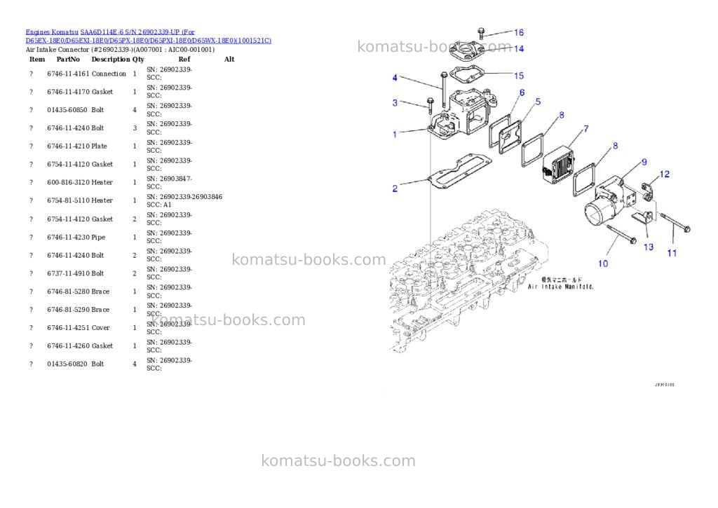 Komatsu saa6d114e-6 s/n 26902339-up for d65ex-18/d65exi-18/d65px-18/d65pxi-18/d65wx-18 Parts catalog cover Page 5 Komatsu saa6d114e-6 s/n 26902339-up for d65ex-18/d65exi-18/d65px-18/d65pxi-18/d65wx-18 Parts catalog cover Page 5