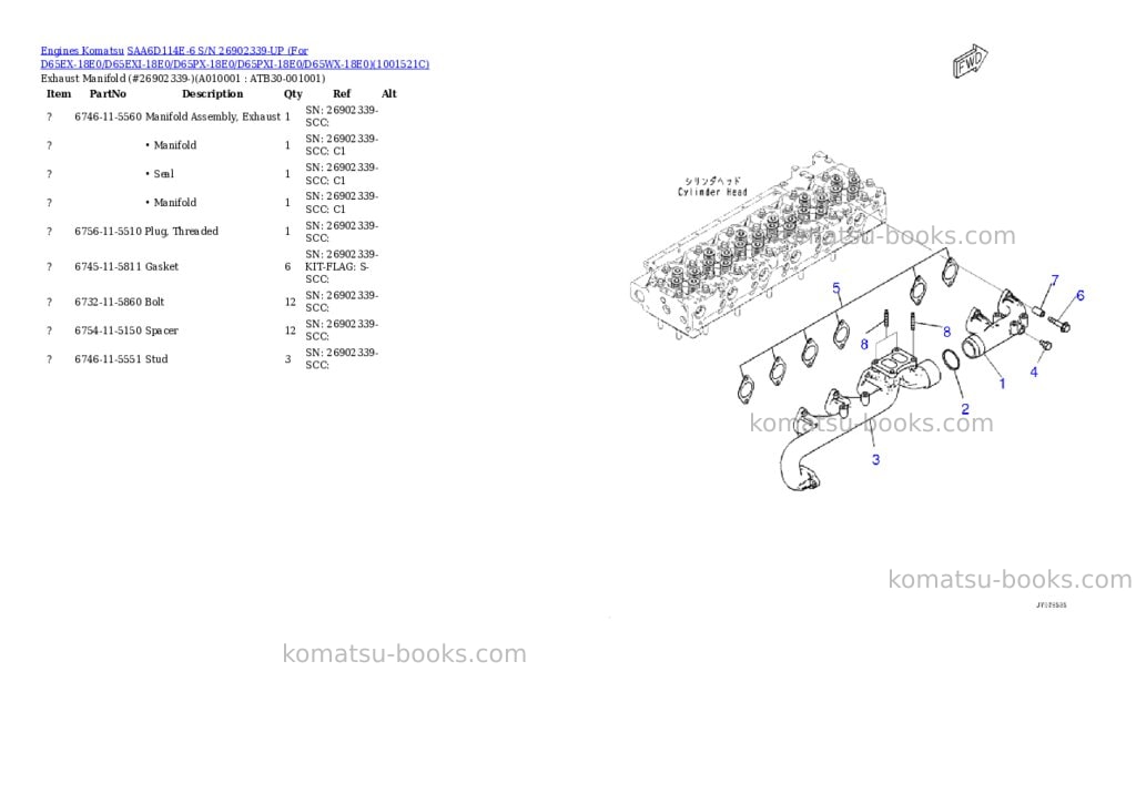 Komatsu saa6d114e-6 s/n 26902339-up for d65ex-18/d65exi-18/d65px-18/d65pxi-18/d65wx-18 Parts catalog cover Page 8 Komatsu saa6d114e-6 s/n 26902339-up for d65ex-18/d65exi-18/d65px-18/d65pxi-18/d65wx-18 Parts catalog cover Page 8