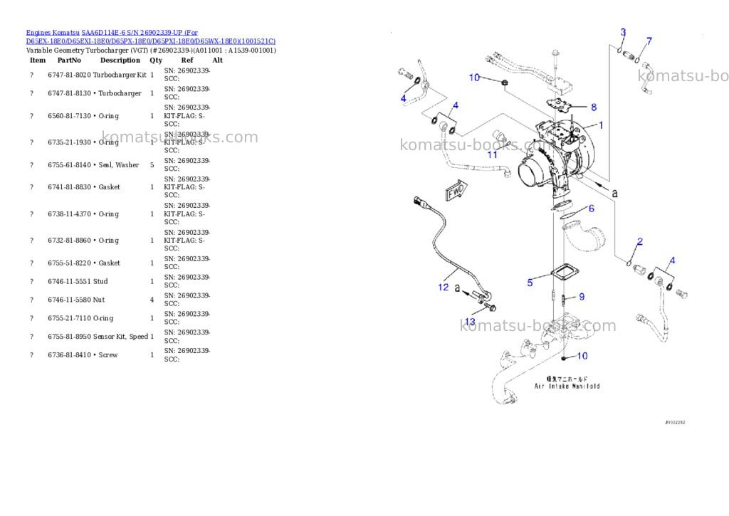 Komatsu saa6d114e-6 s/n 26902339-up for d65ex-18/d65exi-18/d65px-18/d65pxi-18/d65wx-18 Parts catalog cover Page 9 Komatsu saa6d114e-6 s/n 26902339-up for d65ex-18/d65exi-18/d65px-18/d65pxi-18/d65wx-18 Parts catalog cover Page 9