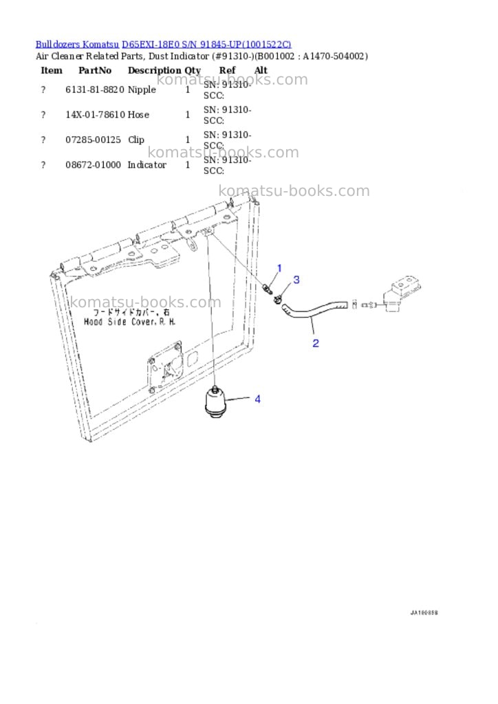 Komatsu d65exi-18e0 s/n 91845-up Parts catalog cover