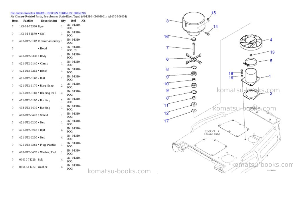 Komatsu d65exi-18e0 s/n 91845-up Parts catalog cover Page 10