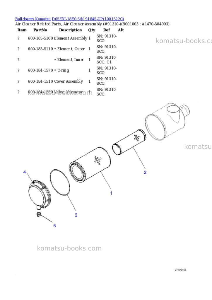 Komatsu d65exi-18e0 s/n 91845-up Parts catalog cover Page 2