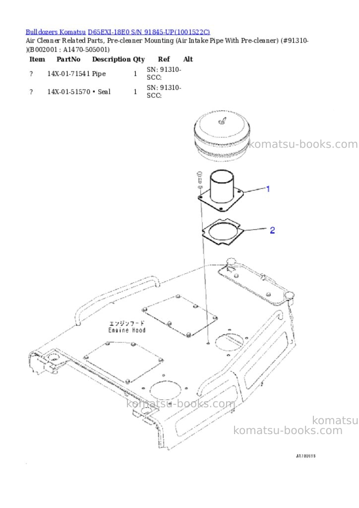 Komatsu d65exi-18e0 s/n 91845-up Parts catalog cover Page 4