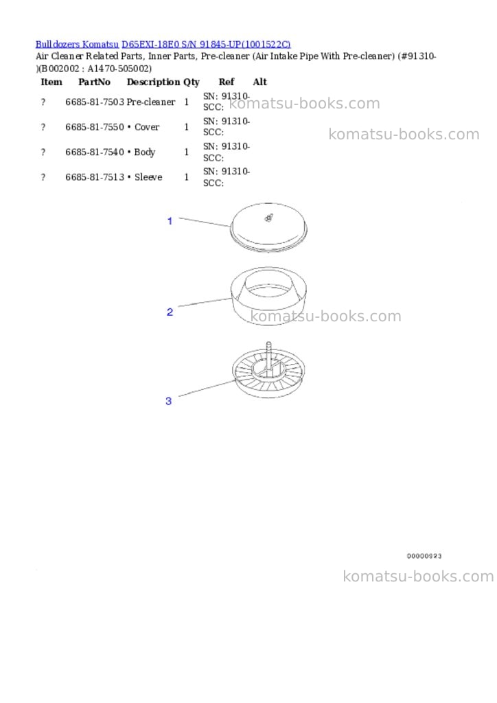 Komatsu d65exi-18e0 s/n 91845-up Parts catalog cover Page 5