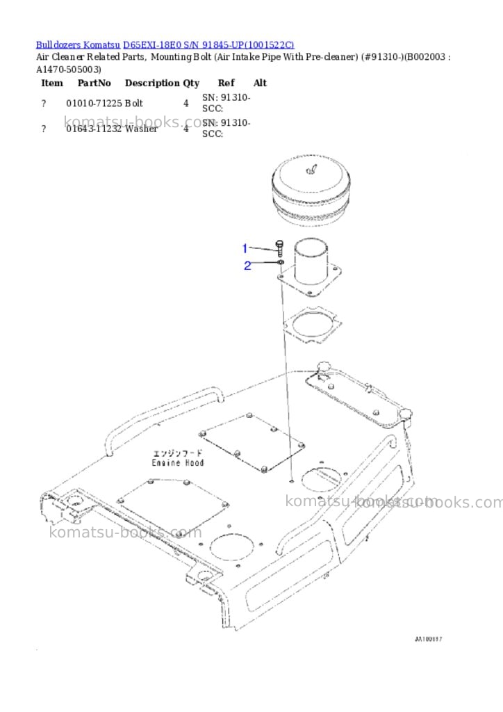Komatsu d65exi-18e0 s/n 91845-up Parts catalog cover Page 6