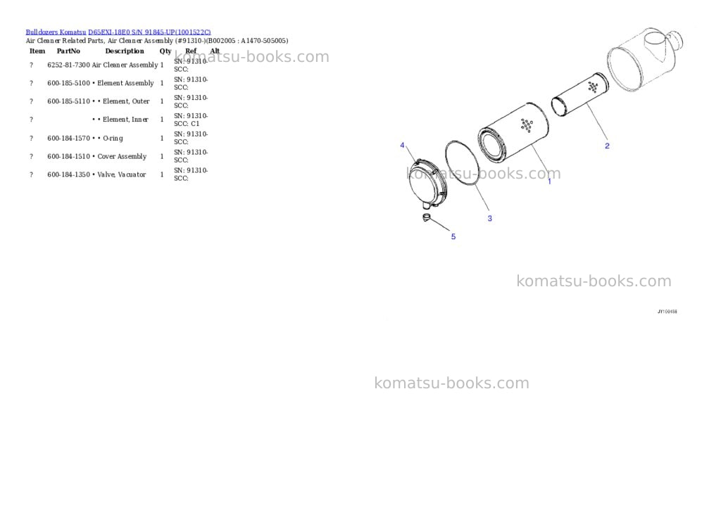 Komatsu d65exi-18e0 s/n 91845-up Parts catalog cover Page 8