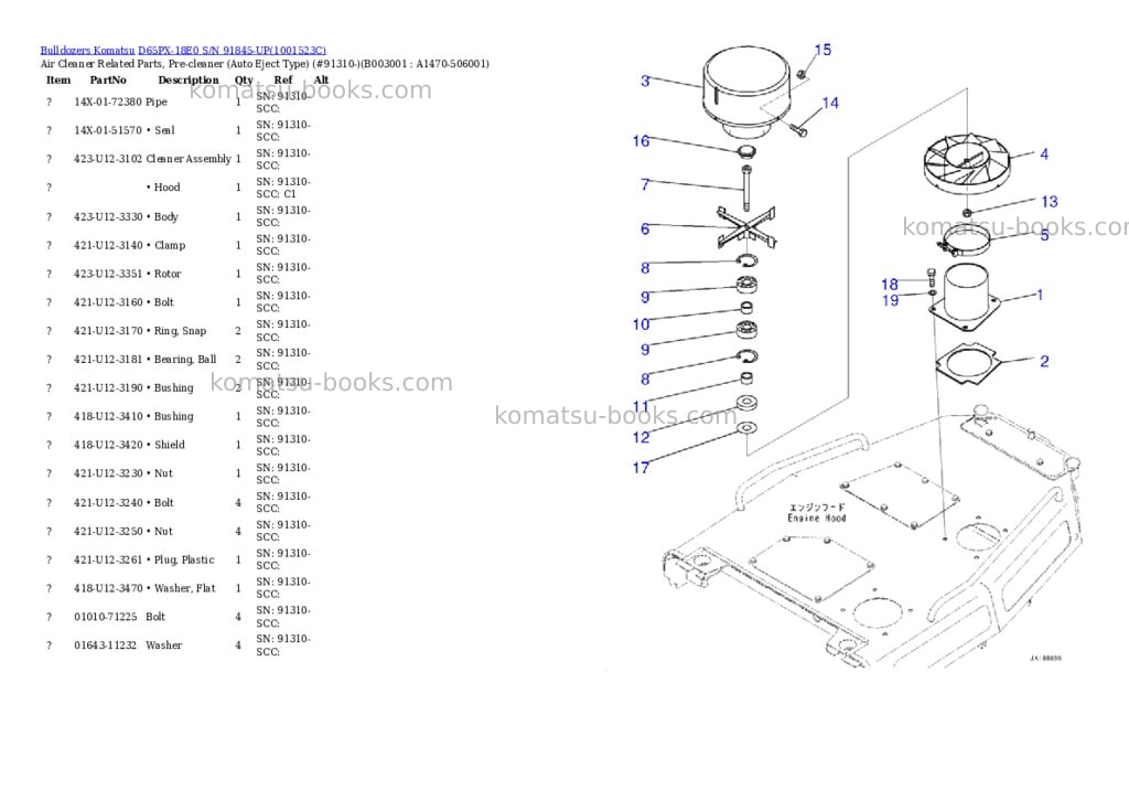 Komatsu d65px-18e0 s/n 91845-up Parts catalog cover Page 10 Komatsu d65px-18e0 s/n 91845-up Parts catalog cover Page 10