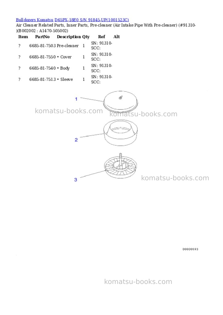 Komatsu d65px-18e0 s/n 91845-up Parts catalog cover Page 5 Komatsu d65px-18e0 s/n 91845-up Parts catalog cover Page 5