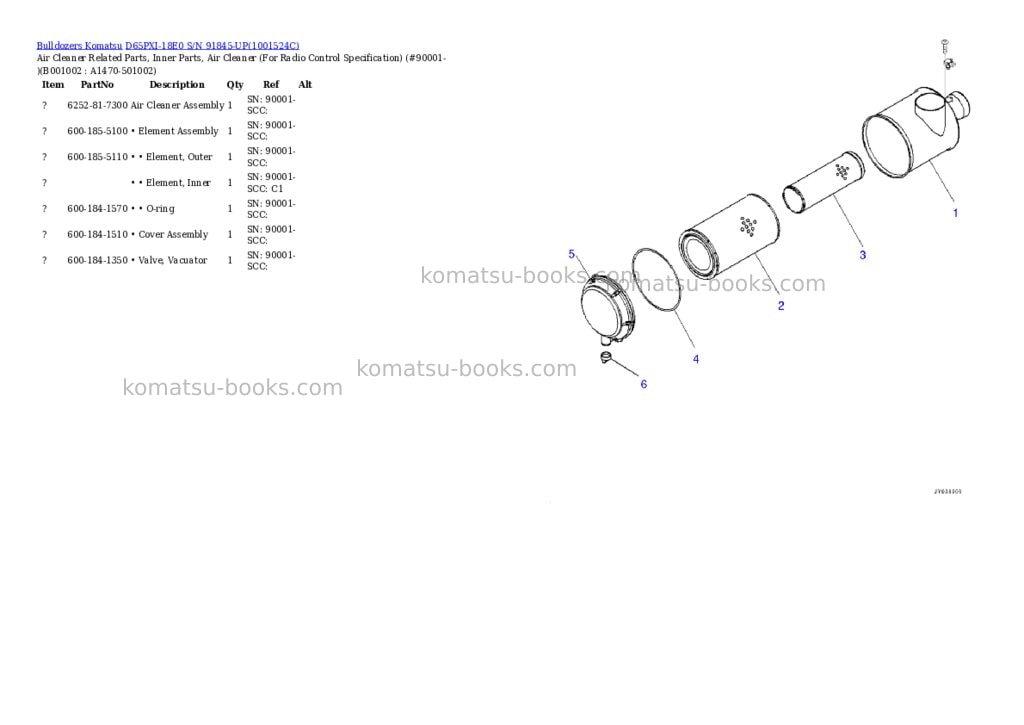 Komatsu d65pxi-18e0 s/n 91845-up Parts catalog cover