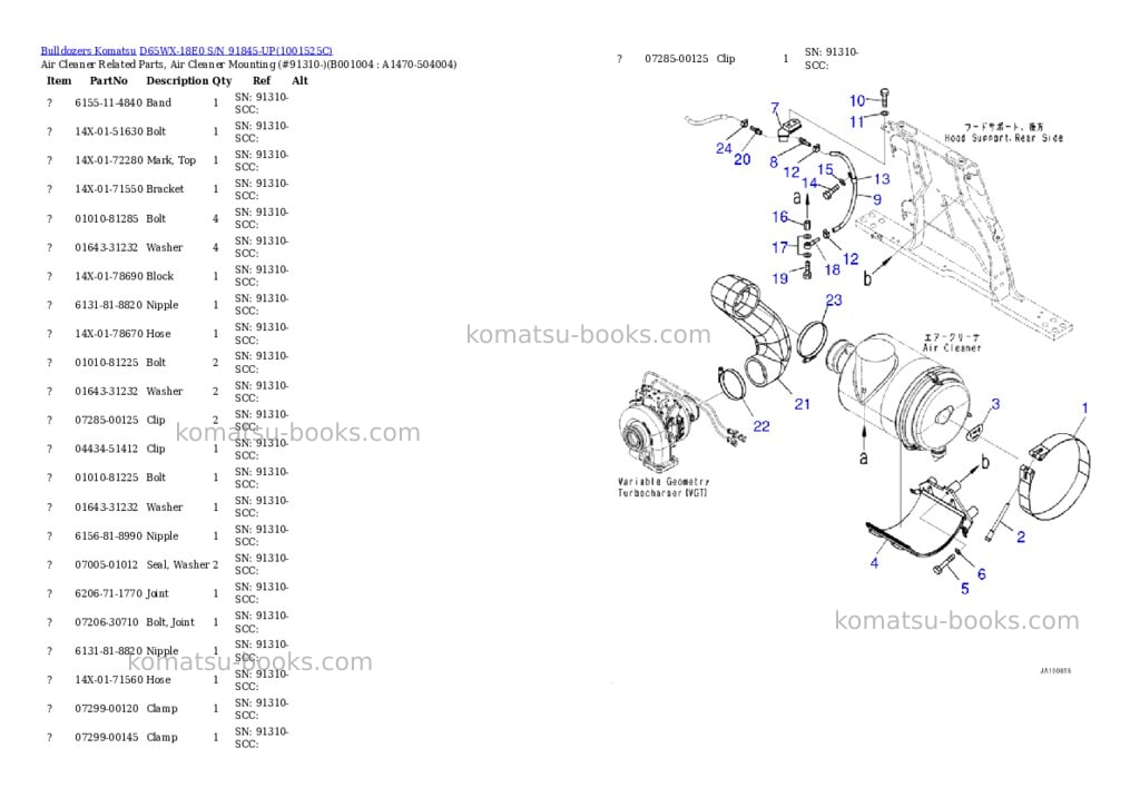 Komatsu d65wx-18e0 s/n 91845-up Parts catalog cover Page 3 Komatsu d65wx-18e0 s/n 91845-up Parts catalog cover Page 3