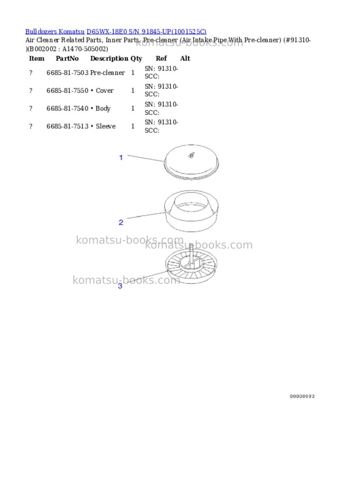 Komatsu d65wx-18e0 s/n 91845-up Parts catalog cover Page 5 Komatsu d65wx-18e0 s/n 91845-up Parts catalog cover Page 5