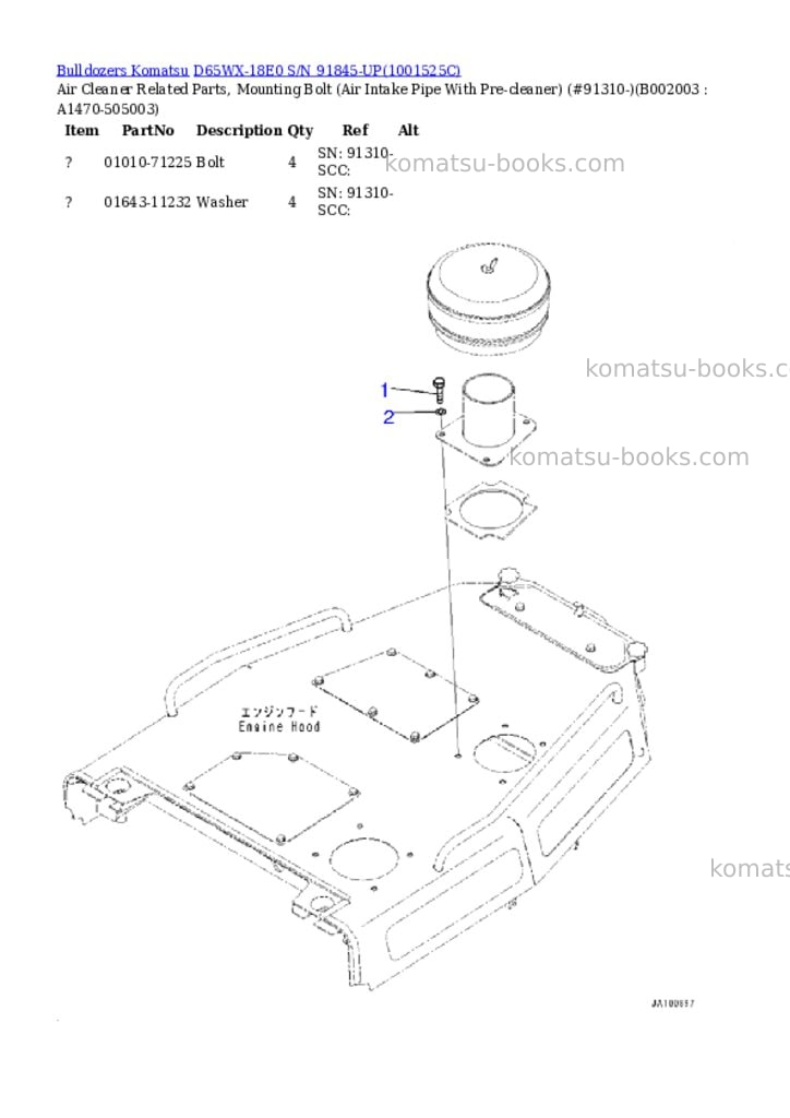 Komatsu d65wx-18e0 s/n 91845-up Parts catalog cover Page 6 Komatsu d65wx-18e0 s/n 91845-up Parts catalog cover Page 6