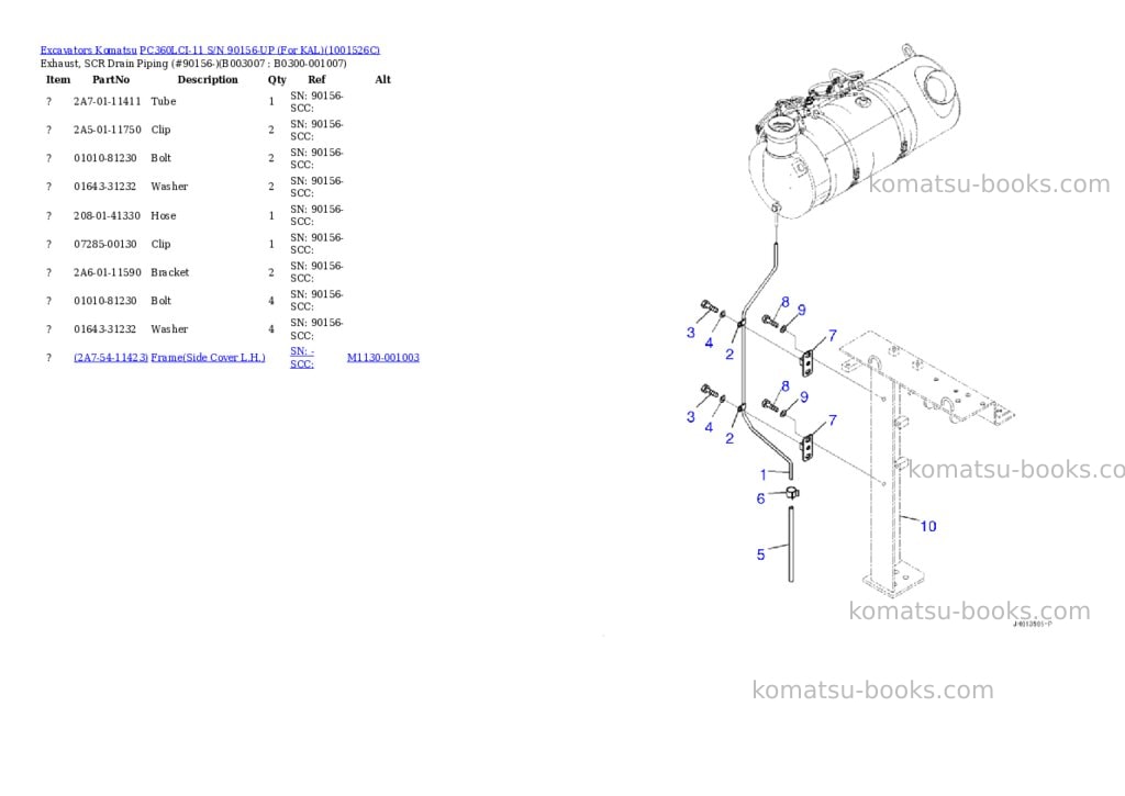 Komatsu PC360LCI-11 S/N 90156-UP (For KAL) Parts catalog cover Page 10 Komatsu PC360LCI-11 S/N 90156-UP (For KAL) Parts catalog cover Page 10
