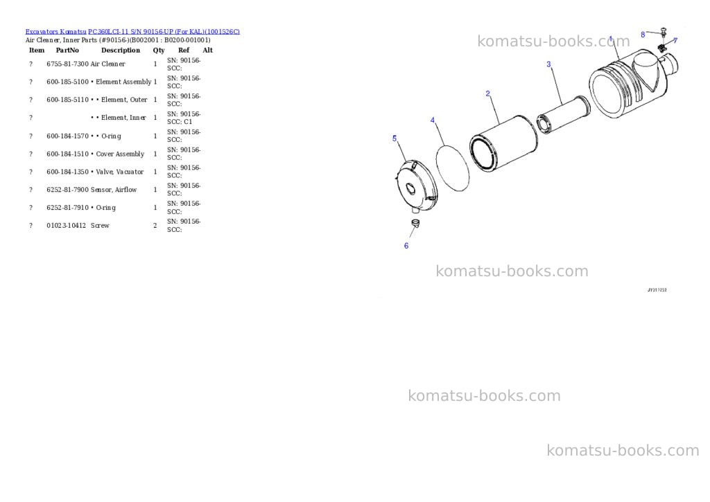Komatsu PC360LCI-11 S/N 90156-UP (For KAL) Parts catalog cover Page 2 Komatsu PC360LCI-11 S/N 90156-UP (For KAL) Parts catalog cover Page 2