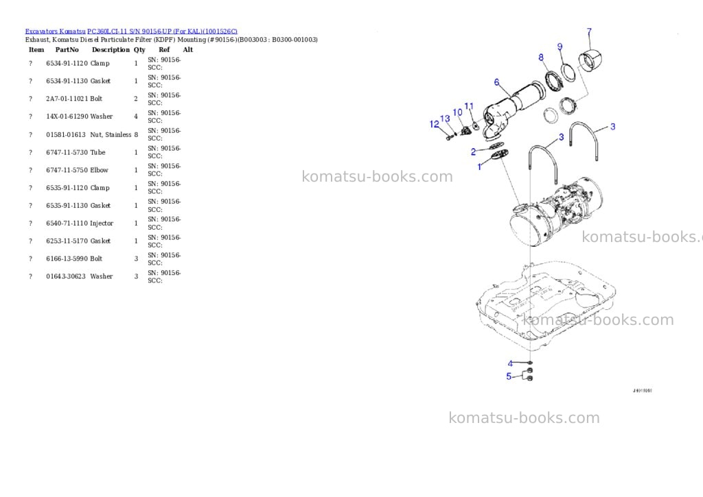 Komatsu PC360LCI-11 S/N 90156-UP (For KAL) Parts catalog cover Page 6 Komatsu PC360LCI-11 S/N 90156-UP (For KAL) Parts catalog cover Page 6