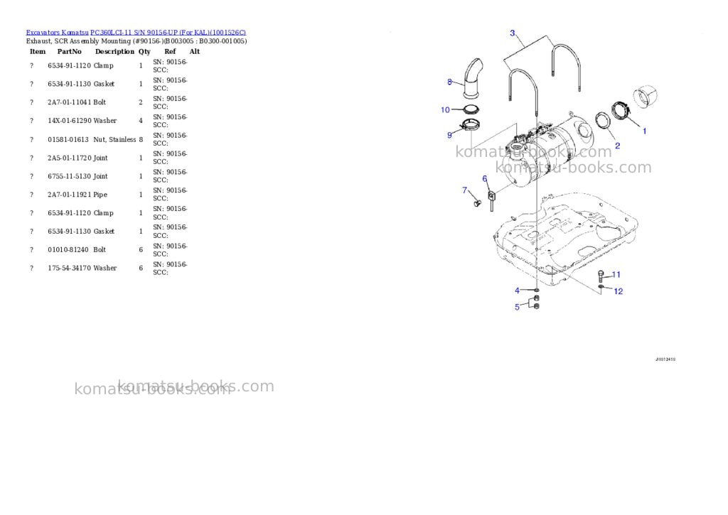 Komatsu PC360LCI-11 S/N 90156-UP (For KAL) Parts catalog cover Page 8 Komatsu PC360LCI-11 S/N 90156-UP (For KAL) Parts catalog cover Page 8