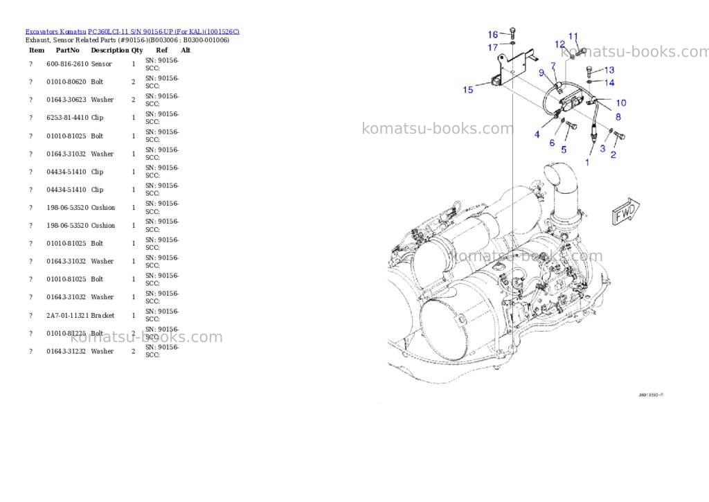 Komatsu PC360LCI-11 S/N 90156-UP (For KAL) Parts catalog cover Page 9 Komatsu PC360LCI-11 S/N 90156-UP (For KAL) Parts catalog cover Page 9