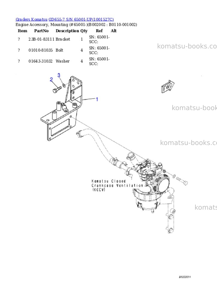 Komatsu gd655-7 s/n 65001-up Parts catalog cover Page 2