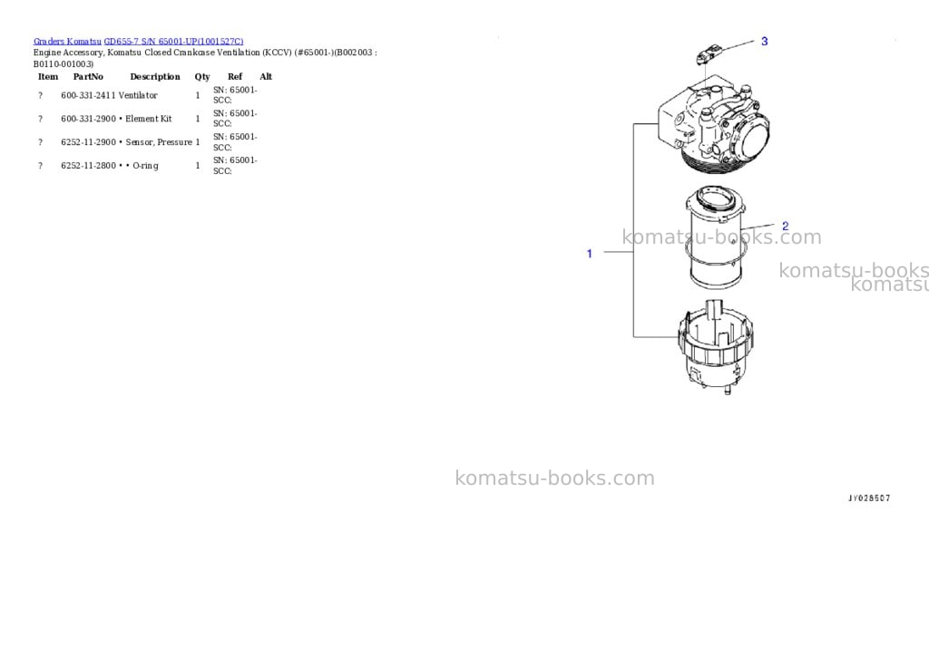 Komatsu gd655-7 s/n 65001-up Parts catalog cover Page 3