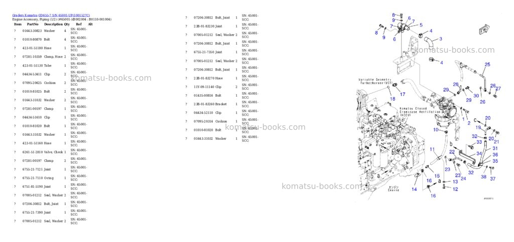 Komatsu gd655-7 s/n 65001-up Parts catalog cover Page 4