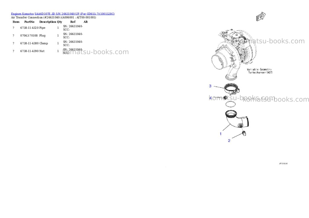 Komatsu saa6d107e-3d s/n 26631040-up for gd655-7 Parts catalog cover Page 5