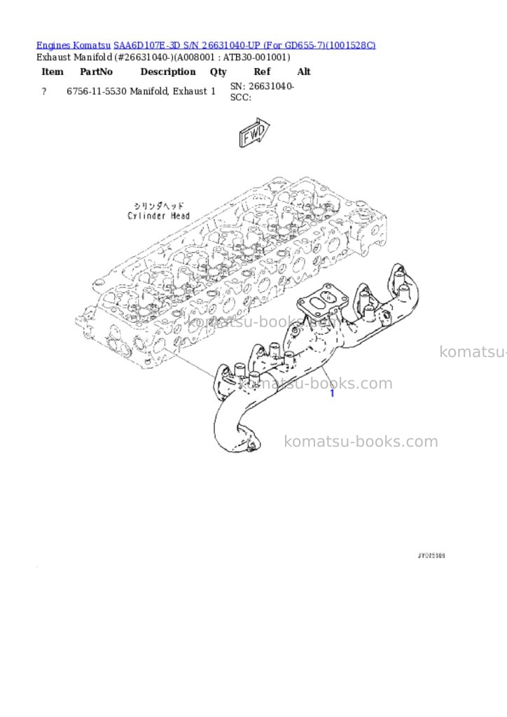 Komatsu saa6d107e-3d s/n 26631040-up for gd655-7 Parts catalog cover Page 7