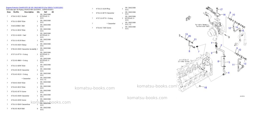 Komatsu saa6d107e-3d s/n 26631040-up for gd655-7 Parts catalog cover Page 9